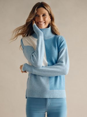 Dina Cashmere Turtleneck in Color Block
