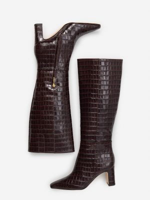 Eden Leather Boots in Crocodile