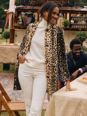 Pella Faux Fur Coat in Leopard