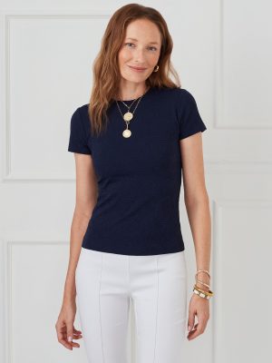 Allie Cap Sleeve Tee in Palm Breeze Jacquard