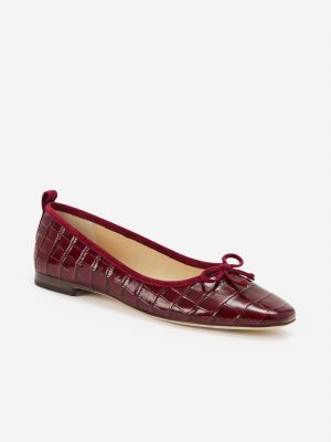Anastasia Embossed Leather Flats in Crocodile