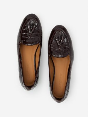 Cecily Patent Leather Loafers in Crocodile