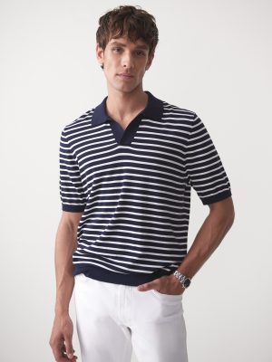 Amalfi Short Sleeve Polo in Stripe