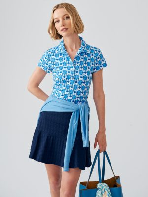 Court Cap Sleeve Polo in Pop Tulip