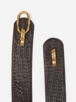 Jayna Leather Belt in Crocodile