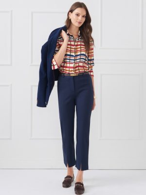 Madeline Silk Blend Shirt in Plaid Flourish