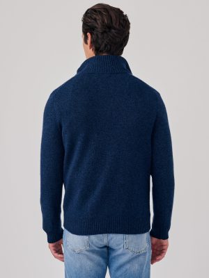 Mock Neck Cashmere Henley Sweater