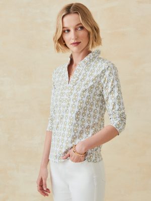 Sahara Ruffle Top in Tidal Geo