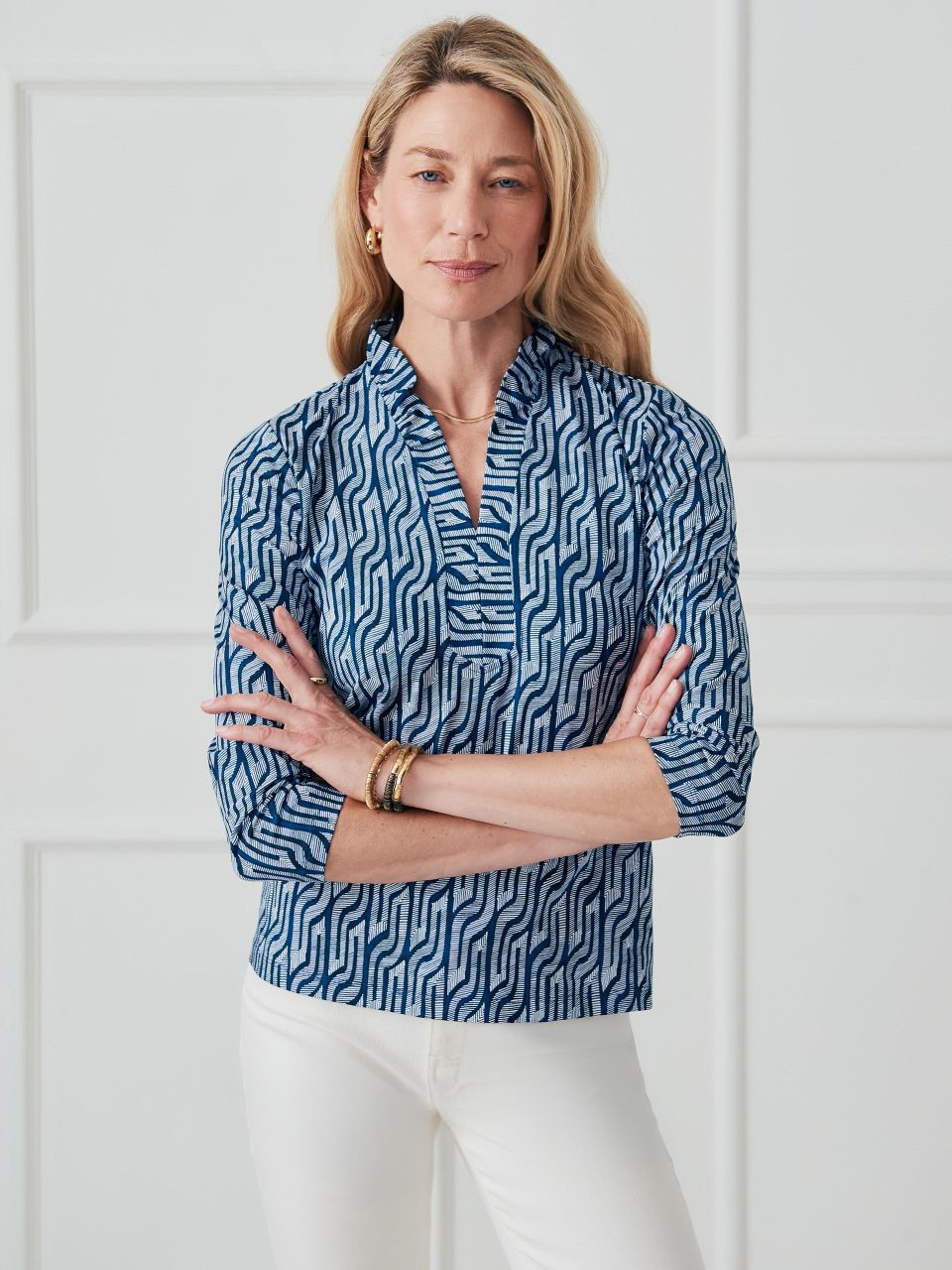 Sahara Ruffle Top in Linear Links