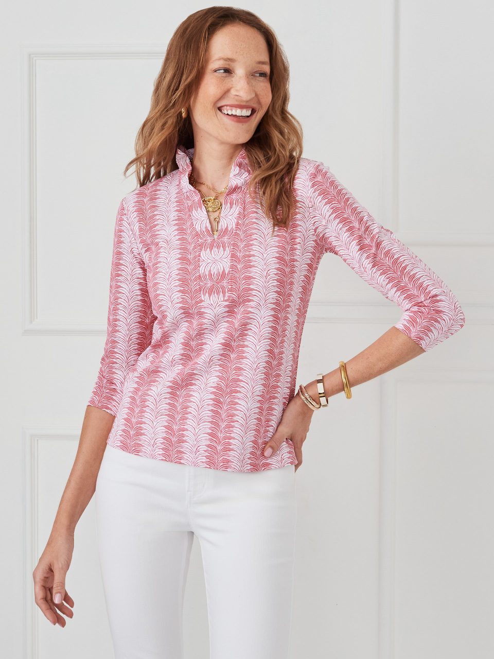 Sahara Ruffle Top in Wild Fern