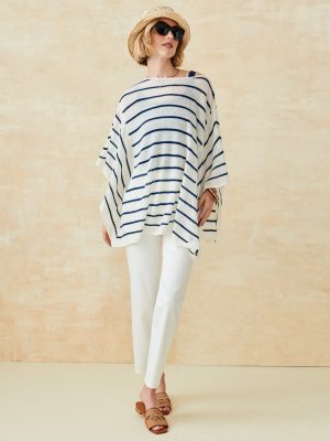 Samrithi Cashmere Poncho in Stripe