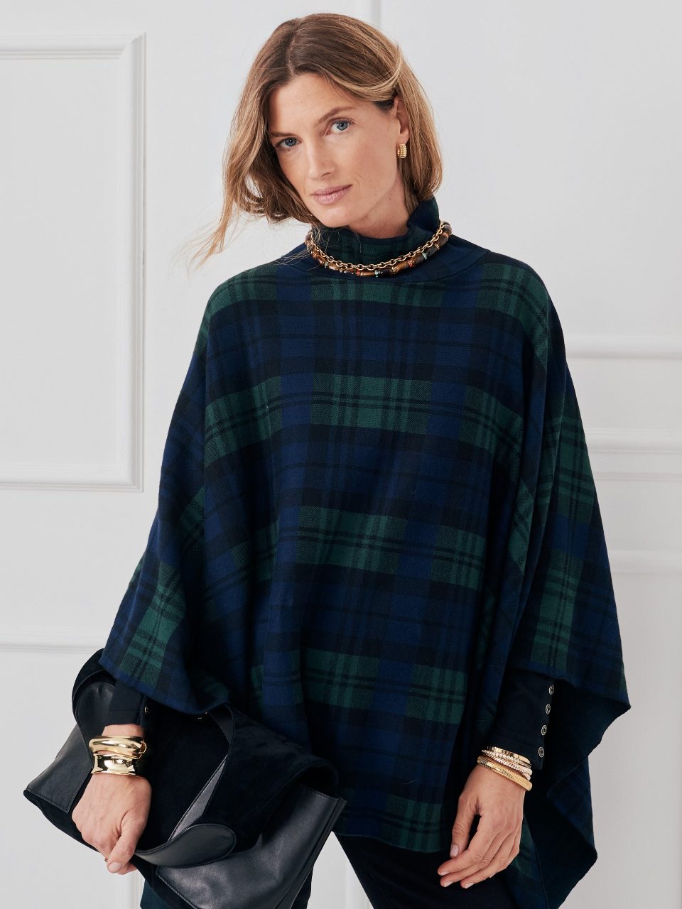 Zora Poncho in Black Watch