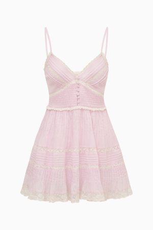 Krista Lace-Trimmed Cotton Mini Dress