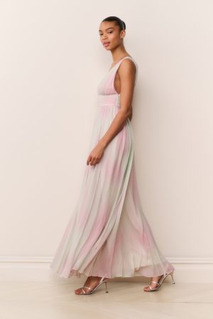 Madeleine Pastel Tie-Dye Chiffon Maxi Dress