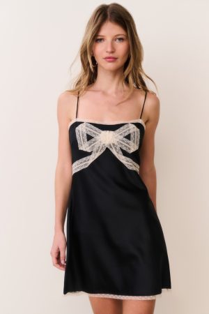 Mirelis Lace Bow Crepe Mini Dress
