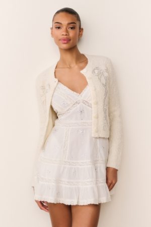 Solbina Crystal Bow Cotton Mini Dress